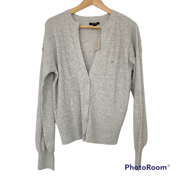 RW&CO. Sweaters - RW&Co LIGHT GREY SOFT BUTTON DOWN TEXTURED CARDIGAN WITH DROP SHOULDER SLEEVES
